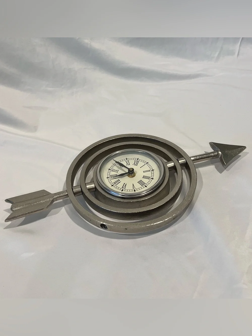 Arrow Wall Clock Roman Numeral Metal Statement Decor